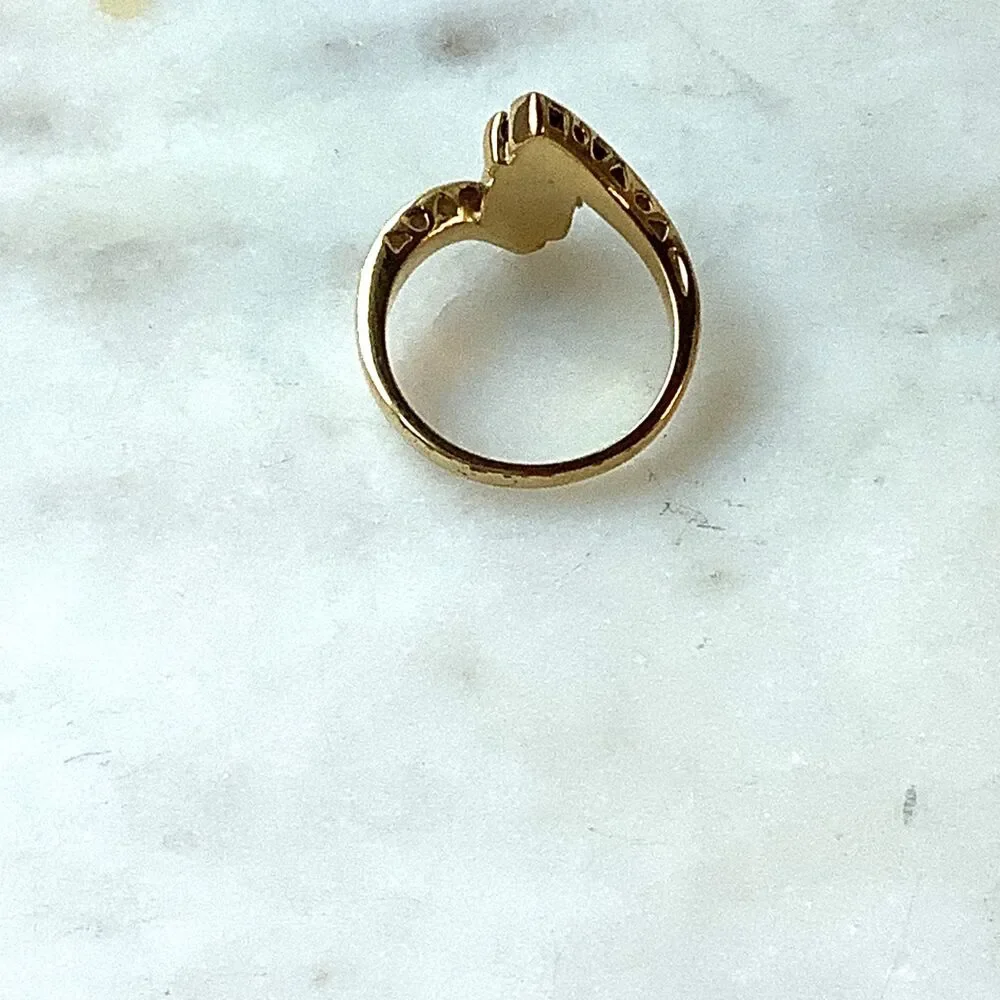 Vintage Black Onyx Gold Plated Marquis Ring Size 9 Statement